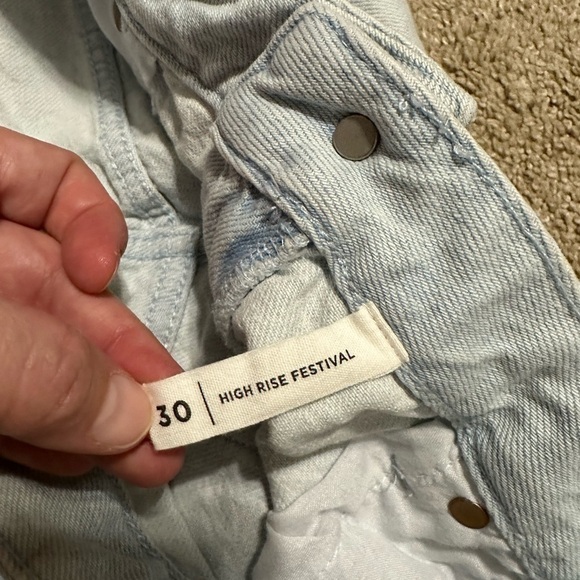 PacSun - Eco Light Blue Distressed High Waisted Denim Festival Shorts Size 30 - Picture 6 of 6